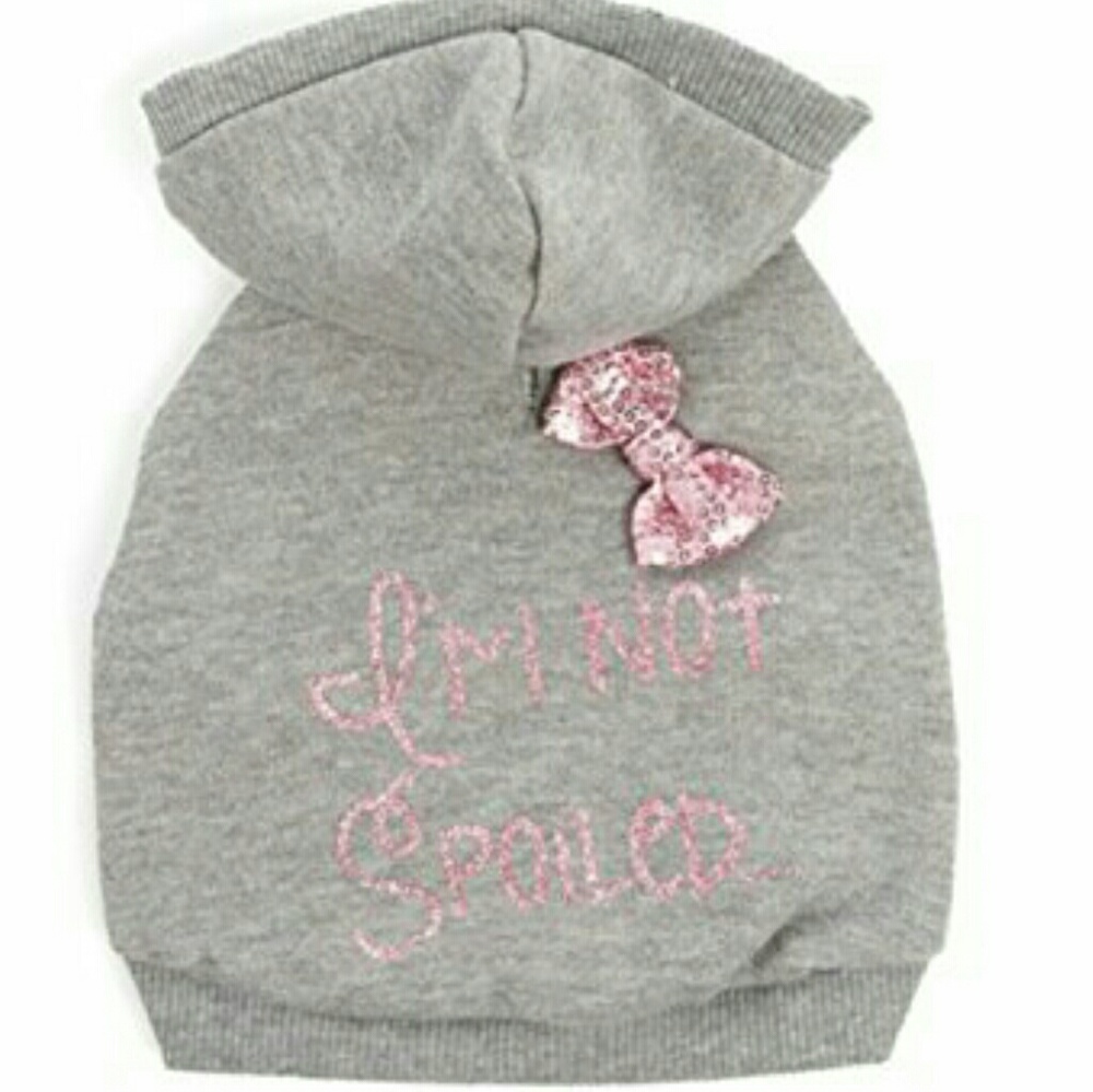 Pet HoodieTop Paw "I'm Not Spoiled" Grey & Pink Do